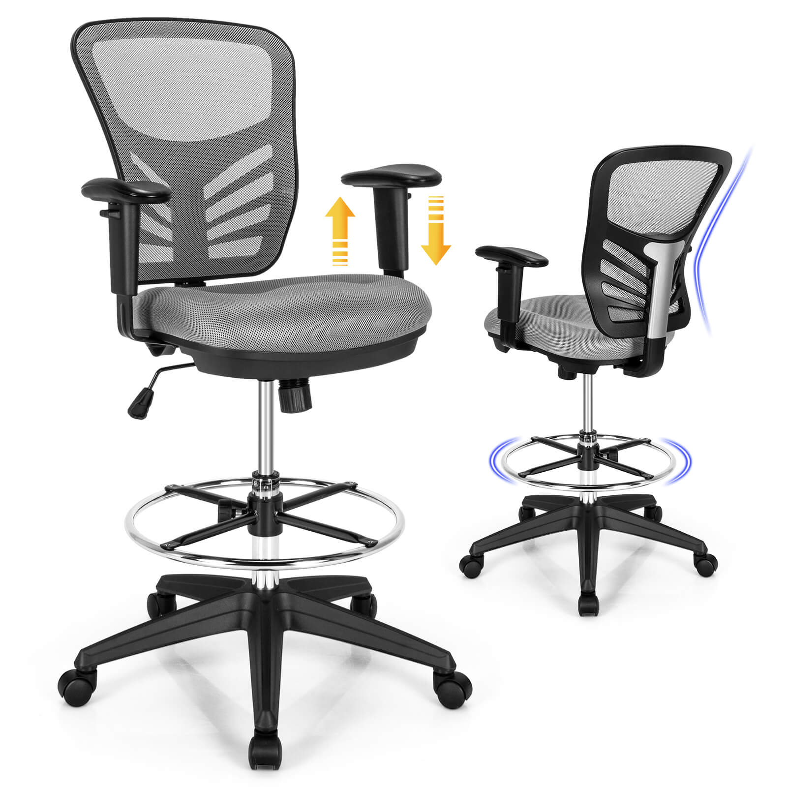 Drafting Chair, Ergonomic Tall Office Chair Stool Standing Desk