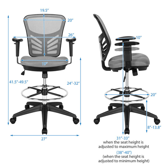 Ergonomic Tall Drafting Office Chair